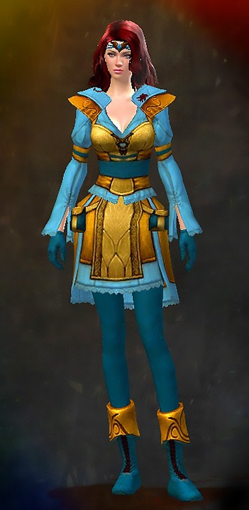 Guild Wars 2 Human Light Female Armor Set - Dyed Blue & Gold - Country