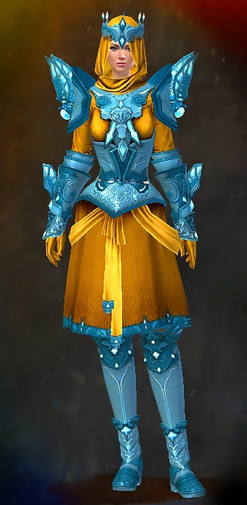 Guild Wars 2 Human Light Female PvP Armor Set - Dyed Blue & Gold - Glorious Hero's