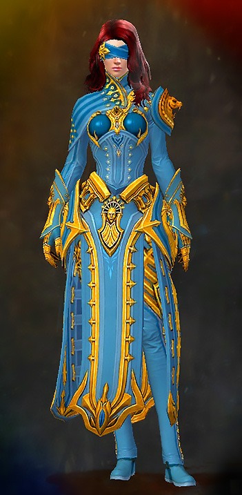 Guild Wars 2 Human Light Female Armor Set - Dyed Blue & Gold - Seer