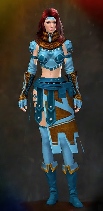 Guild Wars 2 Human Light Female Order Armor Set - Dyed Blue & Gold - Vigil's Honor