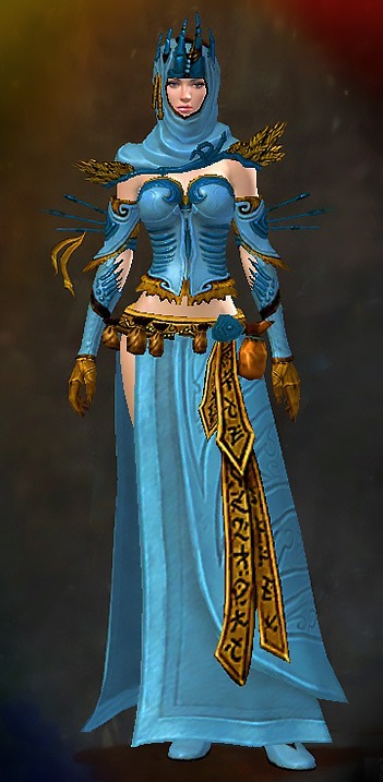 Guild Wars 2 Human Light Female Order Armor Set - Dyed Blue & Gold - Whisper's Secret