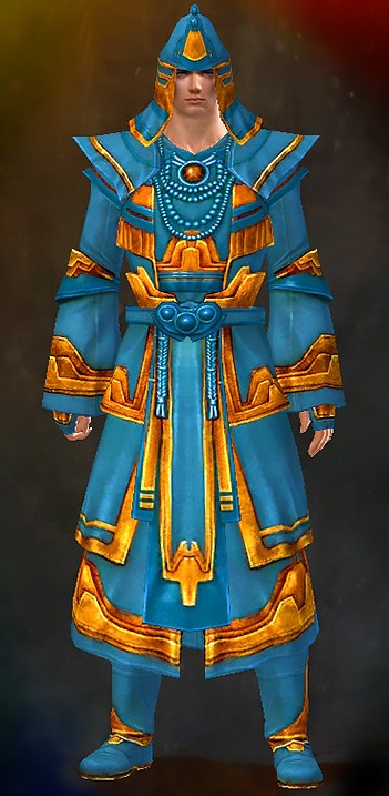 Guild Wars 2 Human Light Male PvP Armor Set - Dyed Blue & Gold - Apostle