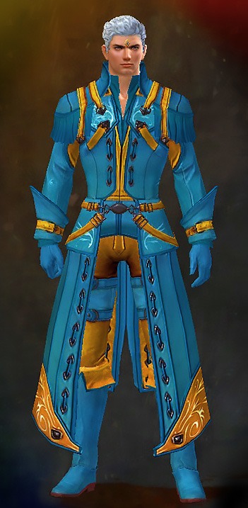 Guild Wars 2 Human Light Male Armor Set - Dyed Blue & Gold - Apprentice
