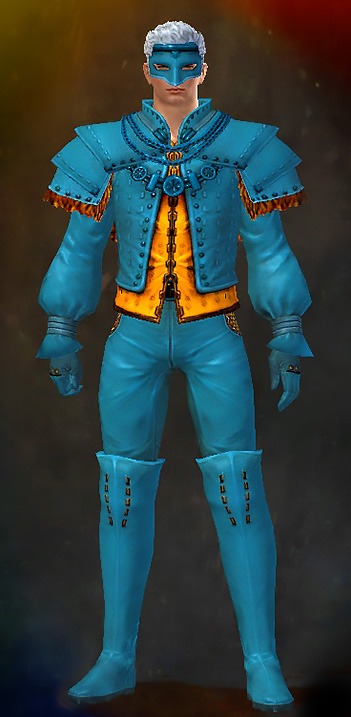Guild Wars 2 Human Light Male Dungeon Armor Set - Dyed Blue & Gold - Ascalonian Performer