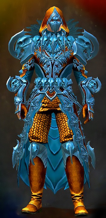 Guild Wars 2 Human Light Male Heart of Thorns Armor Set - Dyed Blue & Gold - Bladed