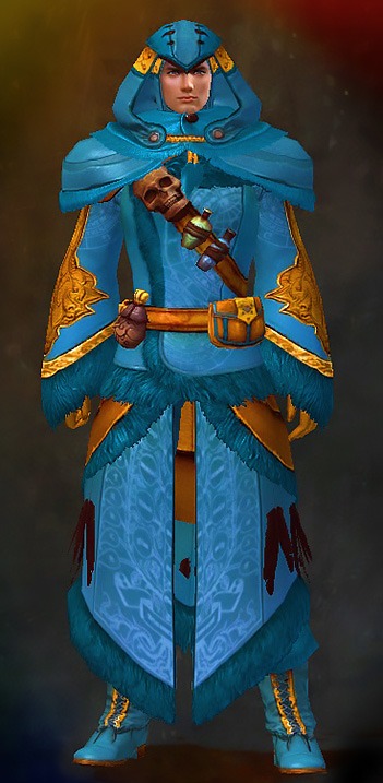 Guild Wars 2 Human Light Male Armor Set - Dyed Blue & Gold - Cabalist