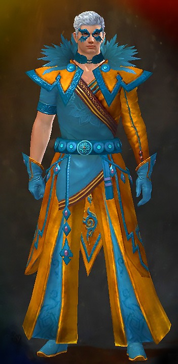 Guild Wars 2 Human Light Male Armor Set - Dyed Blue & Gold - Conjurer