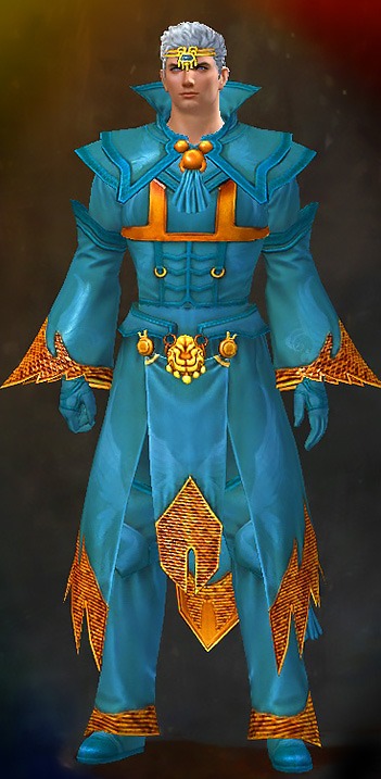 Guild Wars 2 Human Light Male Dungeon Armor Set - Dyed Blue & Gold - Council Ministry