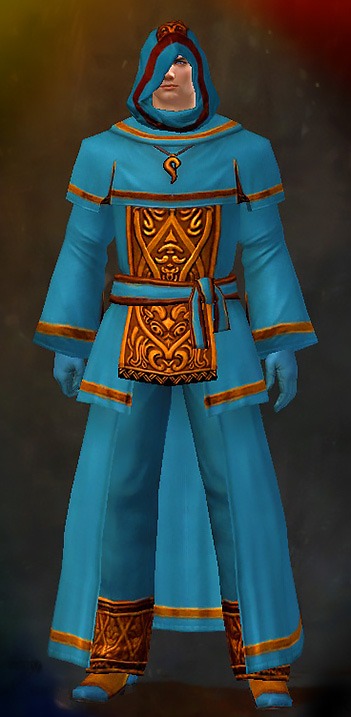 Guild Wars 2 Human Light Male Karma Armor Set - Dyed Blue & Gold - Devout