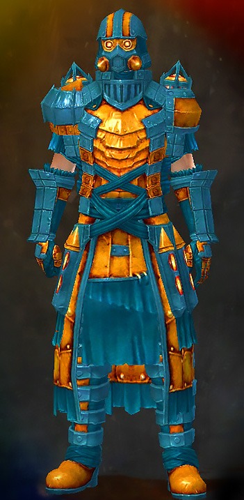 Guild Wars 2 Human Light Male Dungeon Armor Set - Dyed Blue & Gold - Forgeman