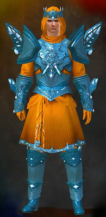 Guild Wars 2 Human Light Male PvP Armor Set - Dyed Blue & Gold - Glorious Hero's
