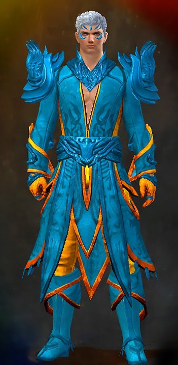 Guild Wars 2 Human Light Male Gem Armor Set - Dyed Blue & Gold - Incarnate