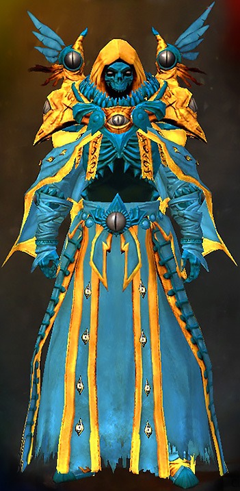 Guild Wars 2 Human Light Male Dungeon Armor Set - Dyed Blue & Gold - Armor of the Lich