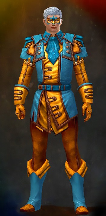 Guild Wars 2 Human Light Male Armor Set - Dyed Blue & Gold - Magician