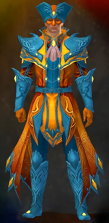 Guild Wars 2 Human Light Male Crafted Armor Set - Dyed Blue & Gold - Masquerade