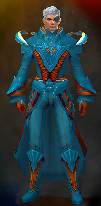 Guild Wars 2 Human Light Male Gem Armor Set - Dyed Blue & Gold - Phoenix