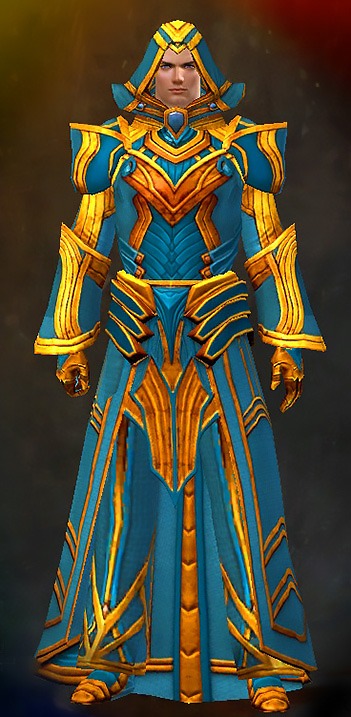 Guild Wars 2 Human Light Male Order Armor Set - Dyed Blue & Gold - Priory's Historical