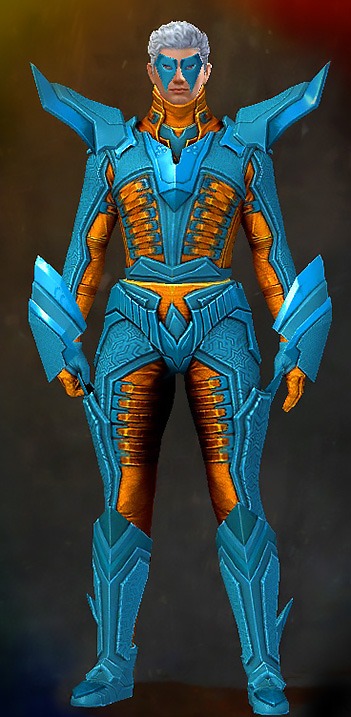 Guild Wars 2 Human Light Male Gem Armor Set - Dyed Blue & Gold - Profane