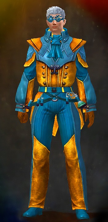 Guild Wars 2 Human Light Male Cultural Armor Set - Dyed Blue & Gold - Researcher's