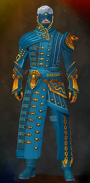 Guild Wars 2 Human Light Male Armor Set - Dyed Blue & Gold - Seer