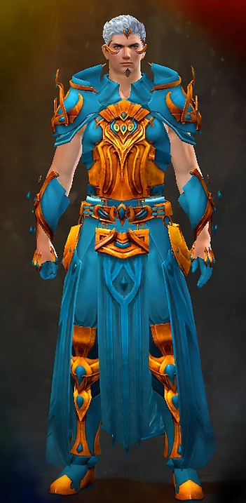 Guild Wars 2 Human Light Male Cultural Armor Set - Dyed Blue & Gold - Sorcerer's
