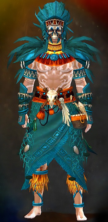 Guild Wars 2 Human Light Male PvP Armor Set - Dyed Blue & Gold - Tribal