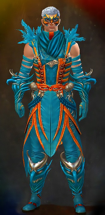 Guild Wars 2 Human Light Male Gem Armor Set - Dyed Blue & Gold - Trickster's