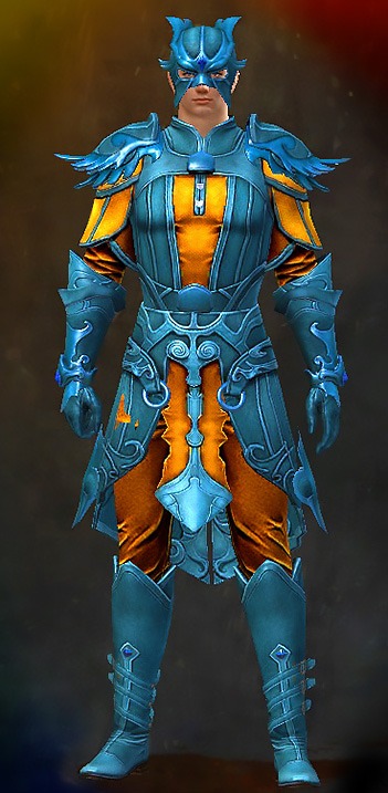 Guild Wars 2 Human Light Male WvW Armor Set - Dyed Blue & Gold - Triumphant