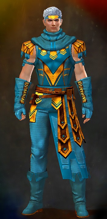 Guild Wars 2 Human Light Male Order Armor Set - Dyed Blue & Gold - Vigil's Honor