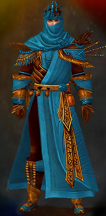 Guild Wars 2 Human Light Male Order Armor Set - Dyed Blue & Gold - Whisper's Secret