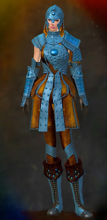 Female Dungeon Ascalonian Catacombs - Ascalonian Sentry Guild Wars 2 Human Medium Female Dungeon Armor Set - Dyed Blue & Gold - Ascalonian Sentry