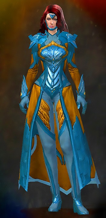 Female Dungeon Caudecus's Manor - Council Watch Guild Wars 2 Human Medium Female Dungeon Armor Set - Dyed Blue & Gold - Council Watch