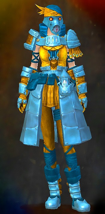 Female Dungeon Sorrow's Embrace - Forgeman Guild Wars 2 Human Medium Female Dungeon Armor Set - Dyed Blue & Gold - Forgeman