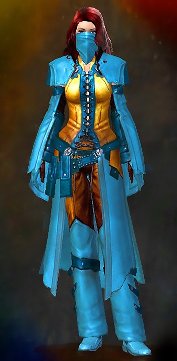 Female - Marauder Guild Wars 2 Human Medium Female Armor Set - Dyed Blue & Gold - Marauder