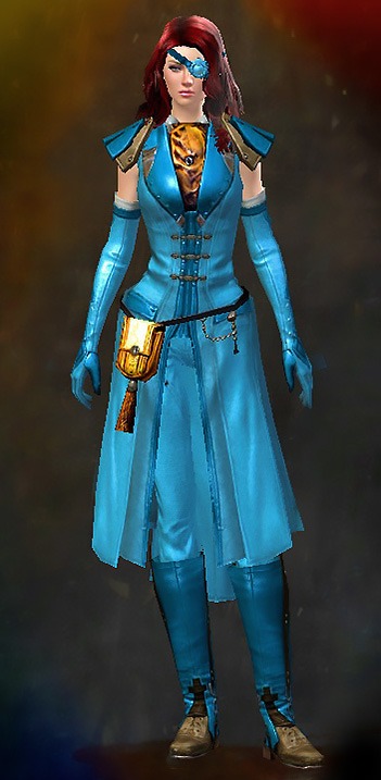 Female Crafted - Noble Guild Wars 2 Human Medium Female Crafted Armor Set - Dyed Blue & Gold - Noble