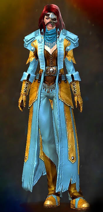 Guild Wars 2 Human Medium Female Crafted Armor Set - Dyed Blue & Gold - Rascal