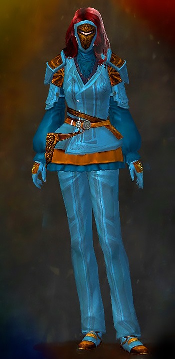 Female Cultural Tier 1 - Scout's Guild Wars 2 Human Medium Female Cultural Armor Set - Dyed Blue & Gold - Scout's