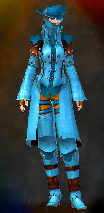 Female PvP - Stalwart Guild Wars 2 Human Medium Female PvP Armor Set - Dyed Blue & Gold - Stalwart
