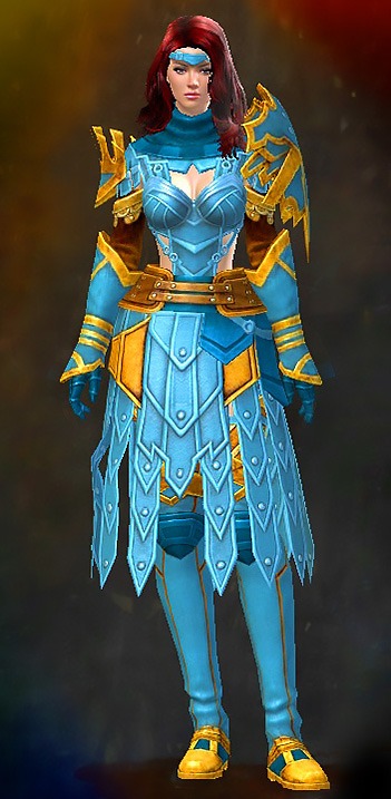 Female Order Vigil - Vigil's Honor Guild Wars 2 Human Medium Female Order Armor Set - Dyed Blue & Gold - Vigil's Honor