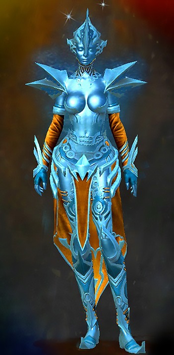 Guild Wars 2 Human Medium Female Gem Armor Set - Dyed Blue & Gold - Zodiac