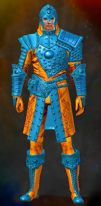 Male Dungeon Ascalonian Catacombs - Ascalonian Sentry Guild Wars 2 Human Medium Male Dungeon Armor Set - Dyed Blue & Gold - Ascalonian Sentry