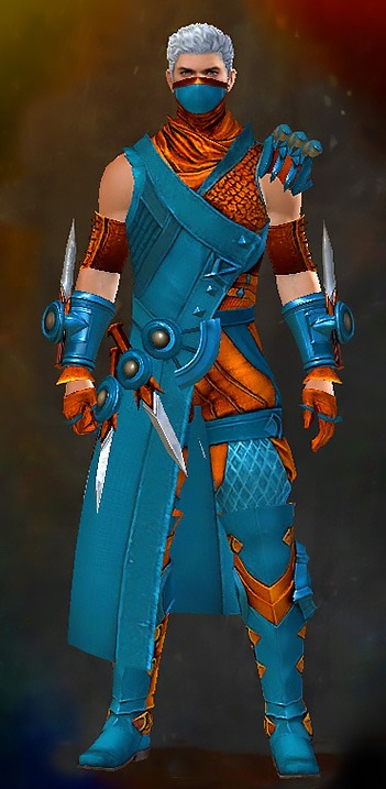 Male Cultural Tier 3 - Assassin's Guild Wars 2 Human Medium Male Cultural Armor Set - Dyed Blue & Gold - Assassin's