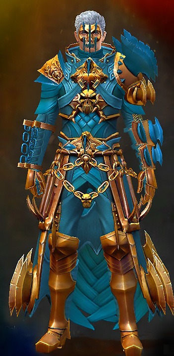 Male Heart of Thorns - Bladed Guild Wars 2 Human Medium Male Heart of Thorns Armor Set - Dyed Blue & Gold - Bladed