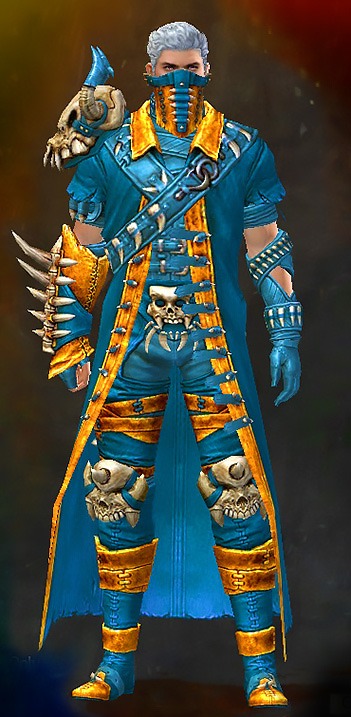 Guild Wars 2 Human Medium Male Gem Armor Set - Dyed Blue & Gold - Krytan