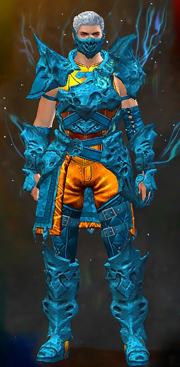 Male Heart of Thorns - Leystone Guild Wars 2 Human Medium Male Heart of Thorns Armor Set - Dyed Blue & Gold - Leystone