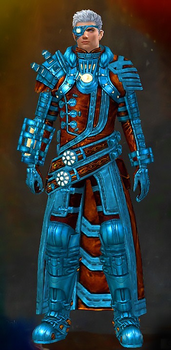 Guild Wars 2 Human Medium Male Gem Armor Set - Dyed Blue & Gold - Magitech