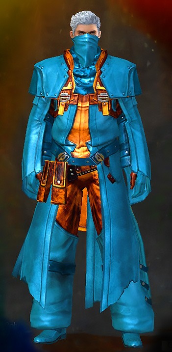 Male - Marauder Guild Wars 2 Human Medium Male Armor Set - Dyed Blue & Gold - Marauder