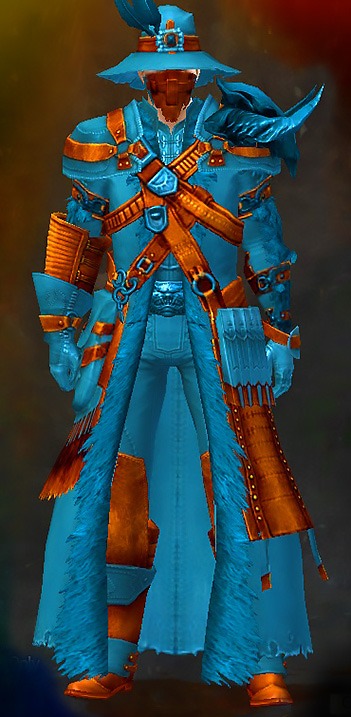 Male WvW - Mist Walker Guild Wars 2 Human Medium Male WvW Armor Set - Dyed Blue & Gold - Mist Walker