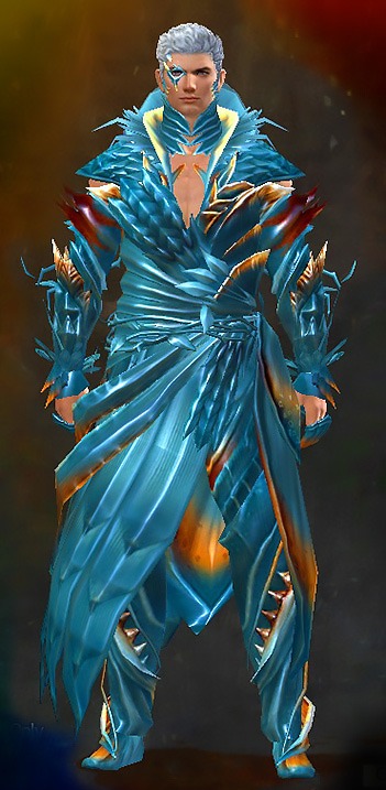 Male Dungeon Twilight Arbor - Nightmare Court Guild Wars 2 Human Medium Male Dungeon Armor Set - Dyed Blue & Gold - Nightmare Court