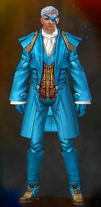 Male Crafted - Noble Guild Wars 2 Human Medium Male Crafted Armor Set - Dyed Blue & Gold - Noble